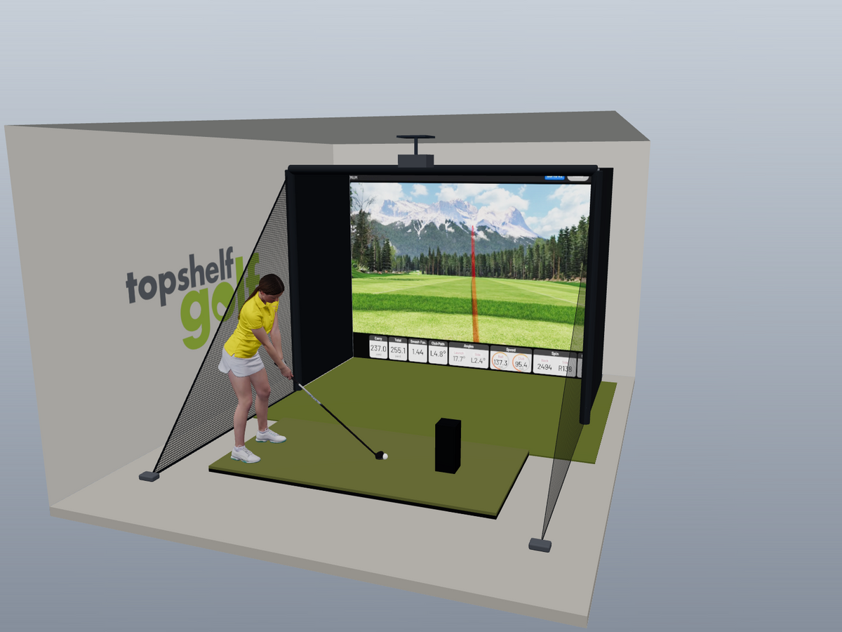 Uneekor EYE MINI All-In-One Golf Simulator - 3D package view