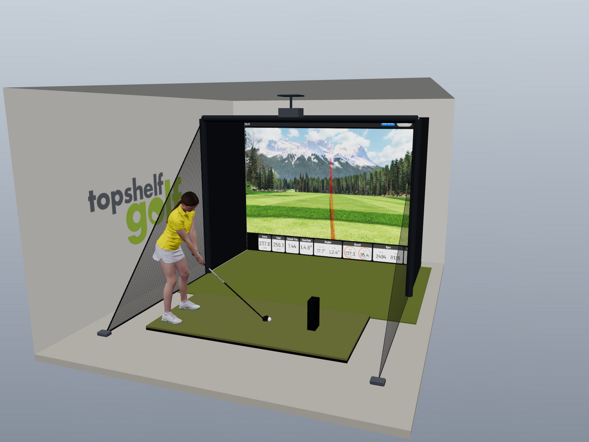 Uneekor EYE MINI LITE All-In-One Golf Simulator - 3D package view