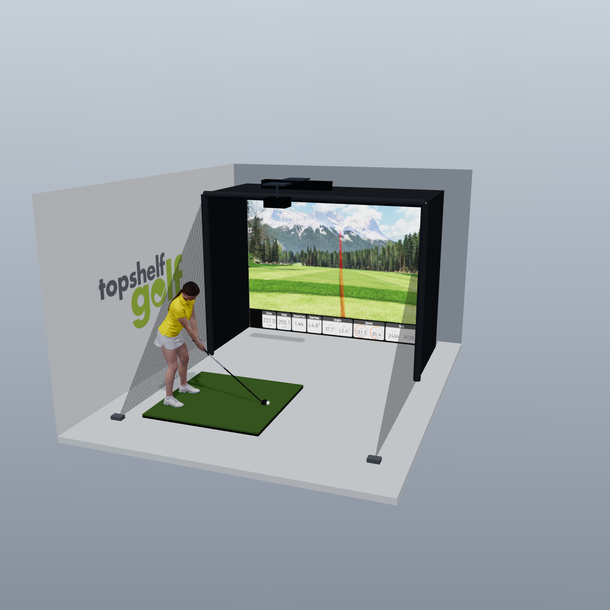 Uneekor EYE XO2 All-In-One Golf Simulator - 3D package view