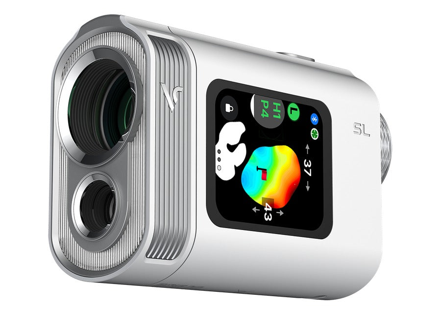 Voice Caddie SL Mini Golf Laser Rangefinder in White with color OLED touchscreen