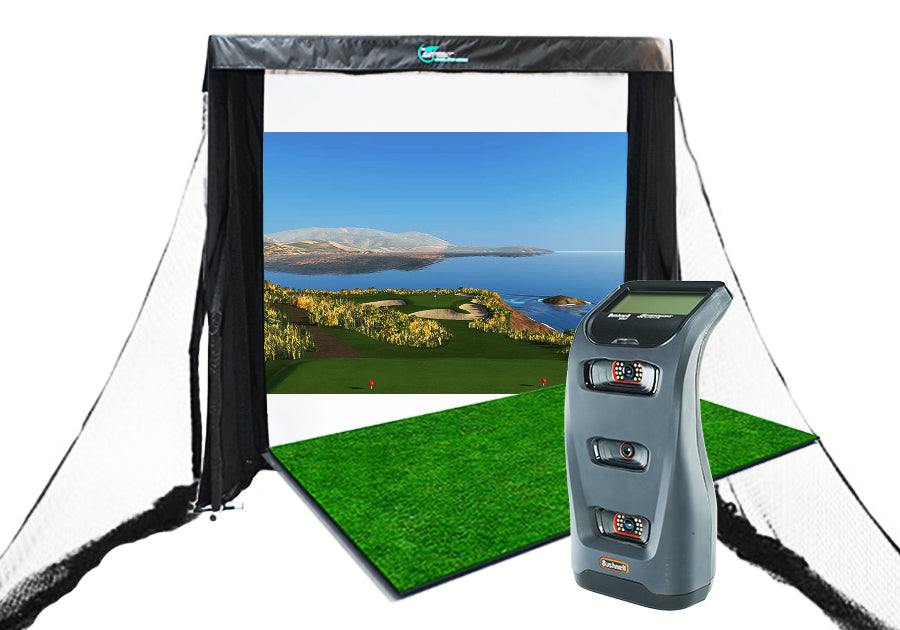 bushnell launch pro simulator series golf simulator package collage