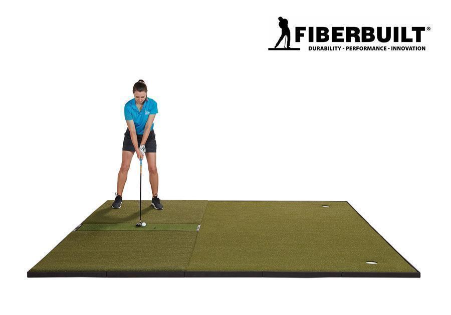 Fiberbuilt Grass Series Center-Hitting Combo Golf Mat - On Hitting Mat
