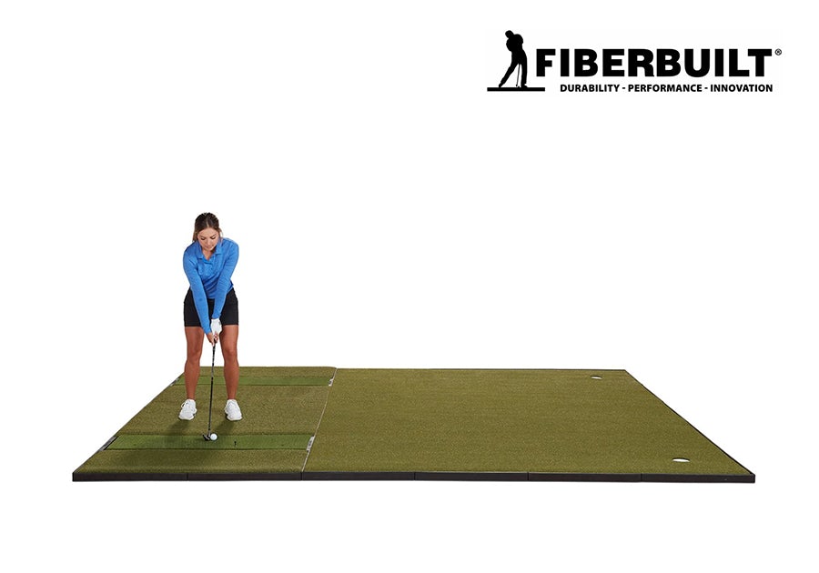 Fiberbuilt Grass Series Double-Hitting Combo Golf Mat - Side View