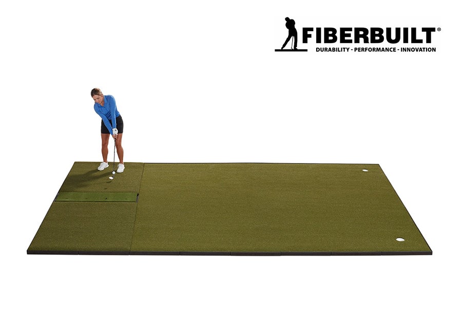 Fiberbuilt Grass Series Center-Hitting Combo Golf Mat - On Hitting Mat