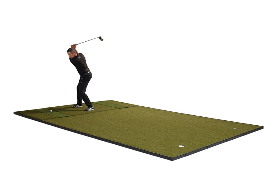 Fiberbuilt Grass Series Double-Hitting Combo Golf Mat - Angled View