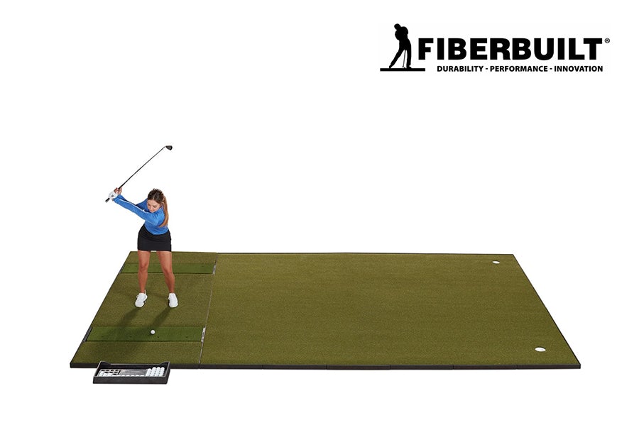Fiberbuilt Grass Series Double-Hitting Combo Golf Mat - Side View