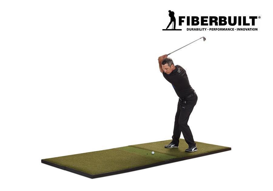 Fiberbuilt 9'x4' Grass Series Center-Hitting Studio Golf Mat - Angled View