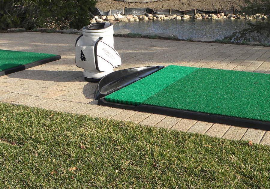 Fiberbuilt Half-Moon Molded Rubber Golf Ball Tray - Lifestyle Shot