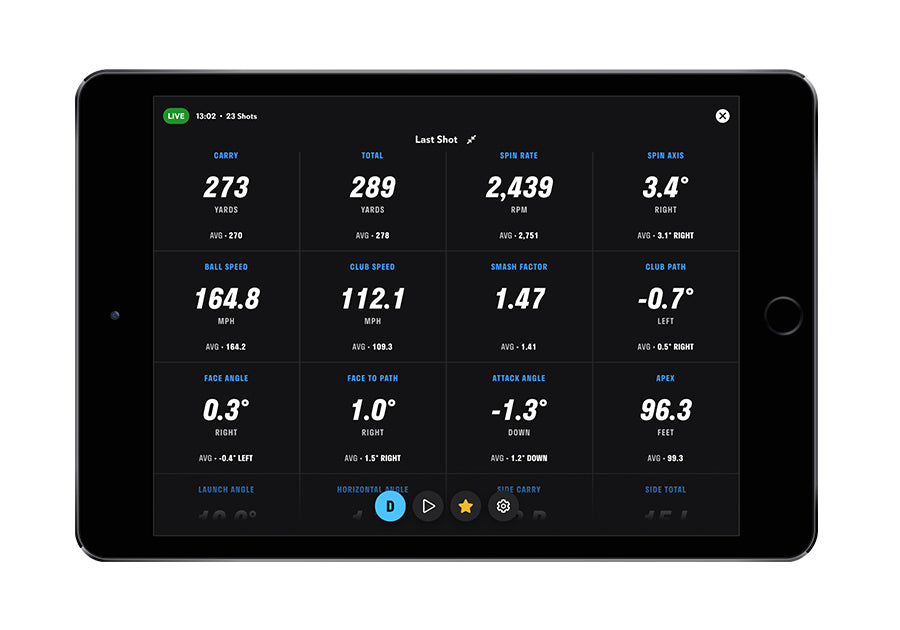full swing launch monitor and golf simulator app view stats